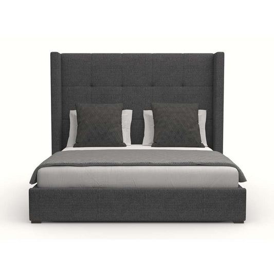 Nativa Interiors - Aylet Button Tufted Upholstered Medium Queen Charcoal Bed - BED-AYLET-BTN-MID-QN-PF-CHARCOAL veiw 1