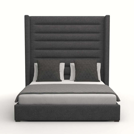 Nativa Interiors - Aylet Horizontal Channel Tufted Upholstered High California King Charcoal Bed - BED-AYLET-HC-HI-CA-PF-CHARCOAL veiw 1