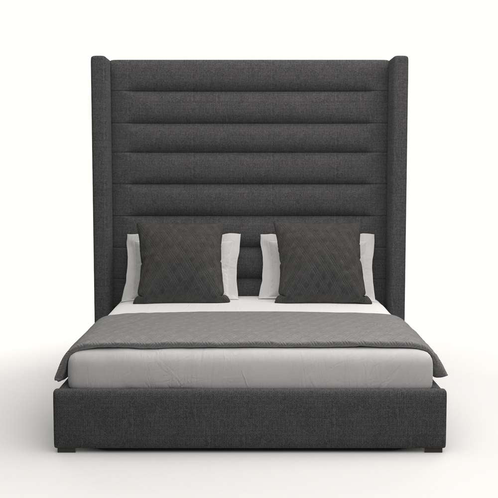 Nativa Interiors - Aylet Horizontal Channel Tufted Upholstered High King Charcoal Bed - BED-AYLET-HC-HI-KN-PF-CHARCOAL veiw 1