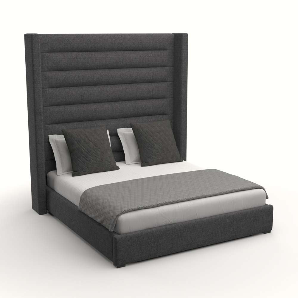 Nativa Interiors - Aylet Horizontal Channel Tufted Upholstered High King Charcoal Bed - BED-AYLET-HC-HI-KN-PF-CHARCOAL veiw 2
