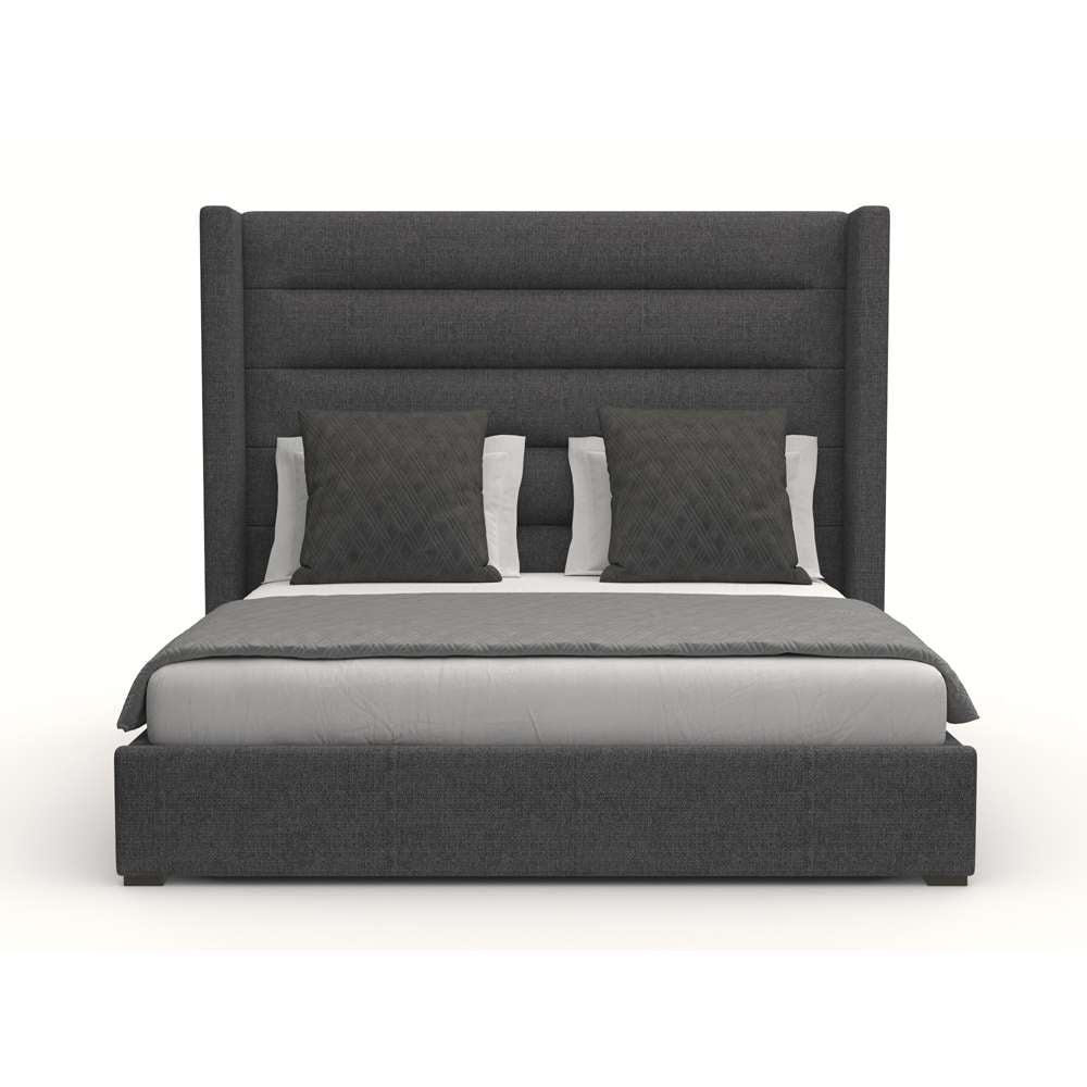 Nativa Interiors - Aylet Horizontal Channel Tufted Upholstered Medium Queen Charcoal Bed - BED-AYLET-HC-MID-QN-PF-CHARCOAL veiw 1