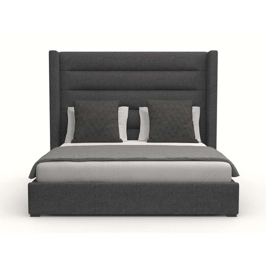 Nativa Interiors - Aylet Horizontal Channel Tufted Upholstered Medium Queen Charcoal Bed - BED-AYLET-HC-MID-QN-PF-CHARCOAL veiw 1