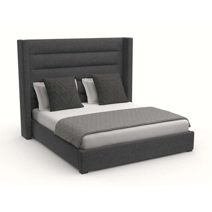 Nativa Interiors - Aylet Horizontal Channel Tufted Upholstered Medium Queen Charcoal Bed - BED-AYLET-HC-MID-QN-PF-CHARCOAL veiw 2