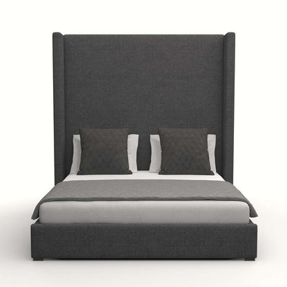 Nativa Interiors - Aylet Plain Upholstered High King Charcoal Bed - BED-AYLET-PL-HI-KN-PF-CHARCOAL veiw 1