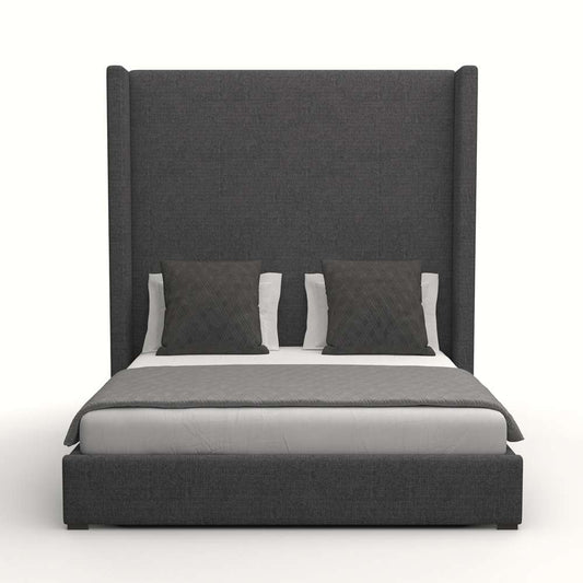 Nativa Interiors - Aylet Plain Upholstered High King Charcoal Bed - BED-AYLET-PL-HI-KN-PF-CHARCOAL veiw 1