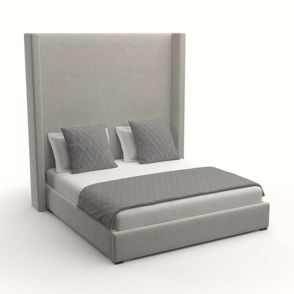Nativa Interiors - Aylet Plain Upholstered High Queen Grey Bed - BED-AYLET-PL-HI-QN-PF-GREY veiw 2