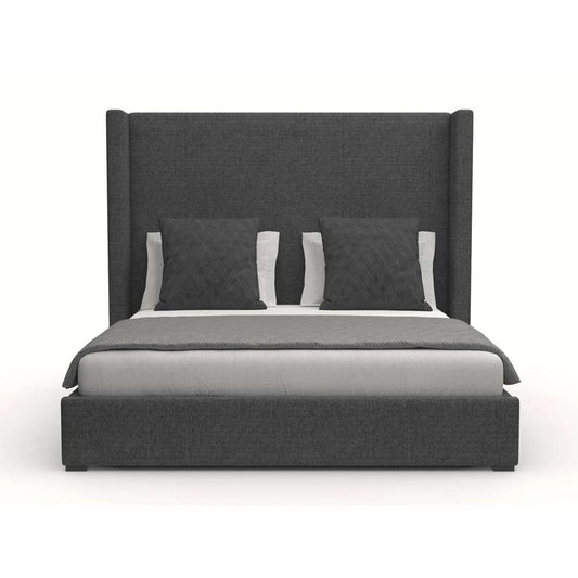 Nativa Interiors - Aylet Plain Upholstered Medium Queen Charcoal Bed - BED-AYLET-PL-MID-QN-PF-CHARCOAL veiw 1