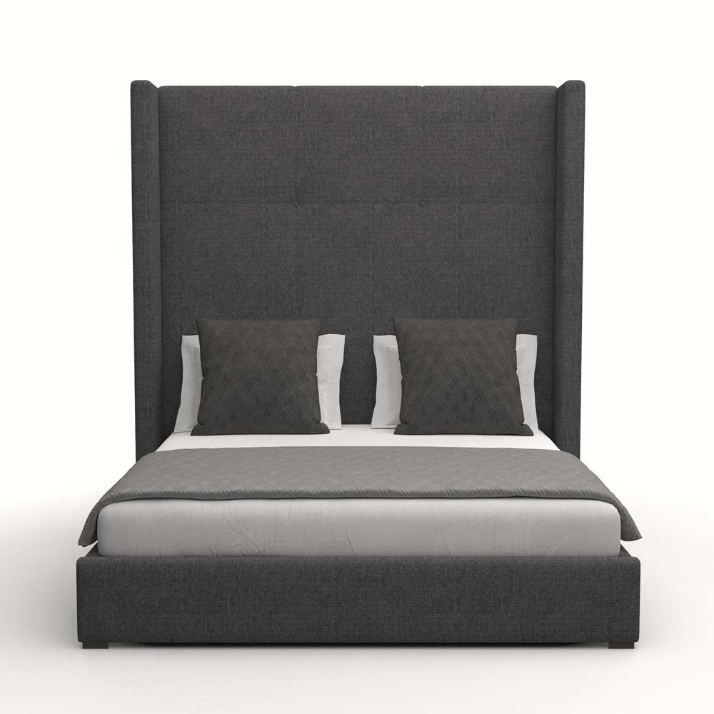 Nativa Interiors - Aylet Simple Tufted Upholstered High King Charcoal Bed - BED-AYLET-ST-HI-KN-PF-CHARCOAL veiw 1