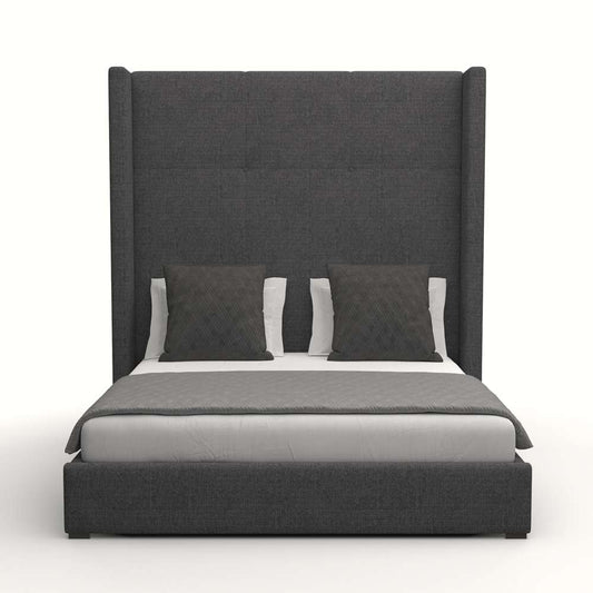 Nativa Interiors - Aylet Simple Tufted Upholstered High King Charcoal Bed - BED-AYLET-ST-HI-KN-PF-CHARCOAL veiw 1