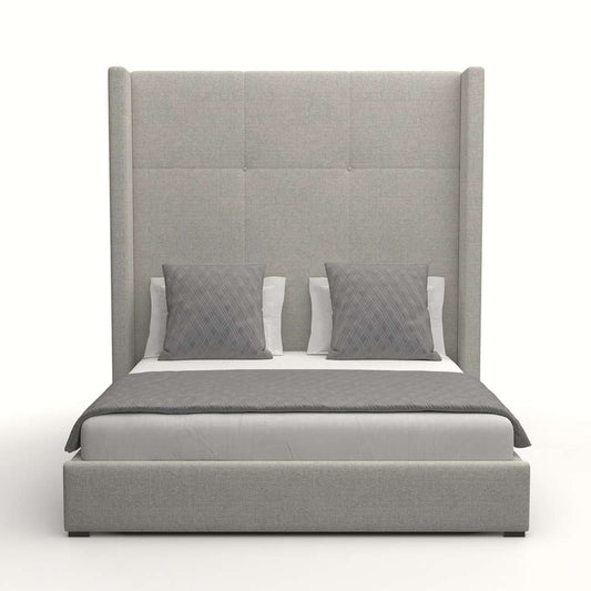 Nativa Interiors - Aylet Simple Tufted Upholstered High King Grey Bed - BED-AYLET-ST-HI-KN-PF-GREY veiw 1