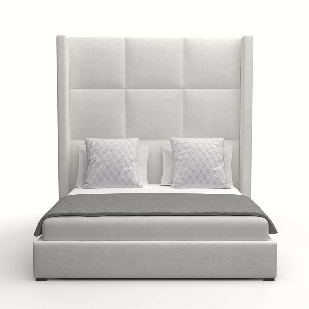 Nativa Interiors - Aylet Square Tufted Upholstered High California King Off White Bed - BED-AYLET-SQ-HI-CA-PF-WHITE veiw 1