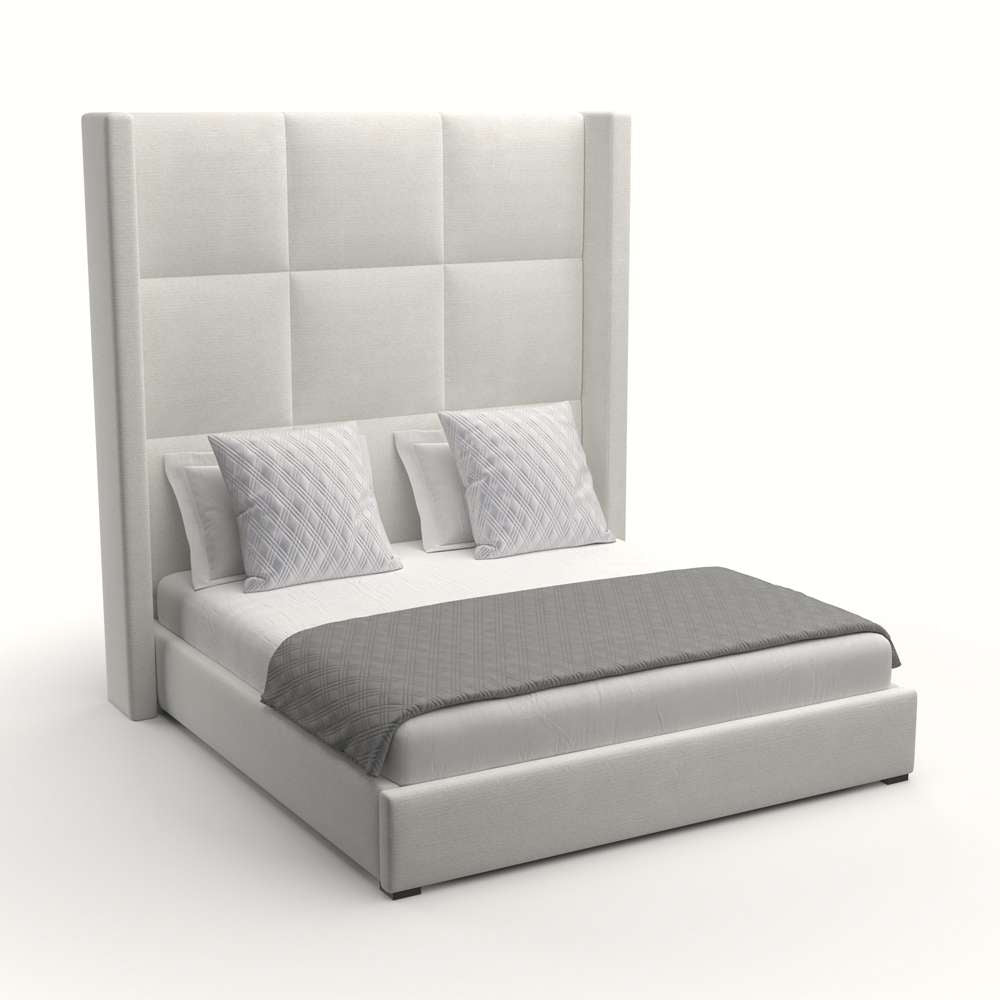 Nativa Interiors - Aylet Square Tufted Upholstered High California King Off White Bed - BED-AYLET-SQ-HI-CA-PF-WHITE veiw 2