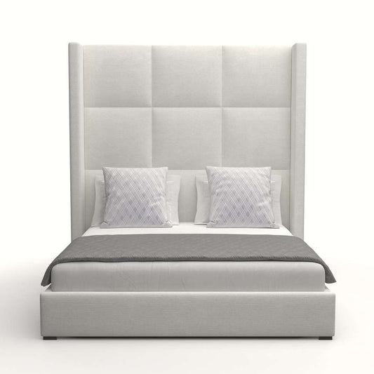 Nativa Interiors - Aylet Square Tufted Upholstered High King Off White Bed - BED-AYLET-SQ-HI-KN-PF-WHITE veiw 1