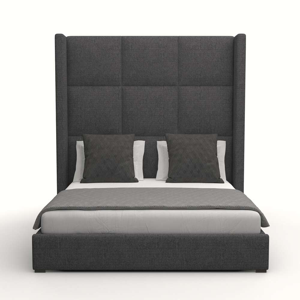 Nativa Interiors - Aylet Square Tufted Upholstered High Queen Charcoal Bed - BED-AYLET-SQ-HI-QN-PF-CHARCOAL veiw 1