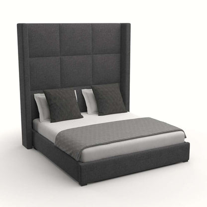 Nativa Interiors - Aylet Square Tufted Upholstered High Queen Charcoal Bed - BED-AYLET-SQ-HI-QN-PF-CHARCOAL veiw 2