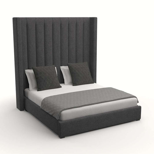 Nativa Interiors - Aylet Vertical Channel Tufted Upholstered High King Charcoal Bed - BED-AYLET-VC-HI-KN-PF-CHARCOAL veiw 2