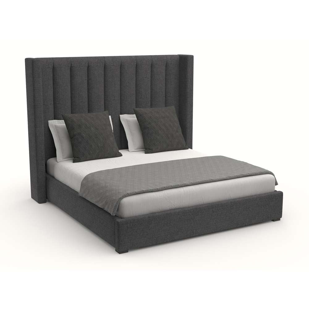 Nativa Interiors - Aylet Vertical Channel Tufted Upholstered Medium Charcoal California King Bed - BED-AYLET-VC-MID-CA-PF-CHARCOAL veiw 2