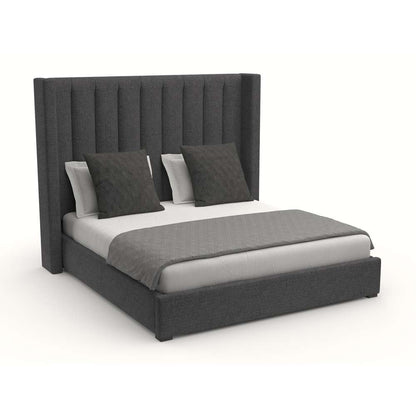 Nativa Interiors - Aylet Vertical Channel Tufted Upholstered Medium Charcoal California King Bed - BED-AYLET-VC-MID-CA-PF-CHARCOAL veiw 2