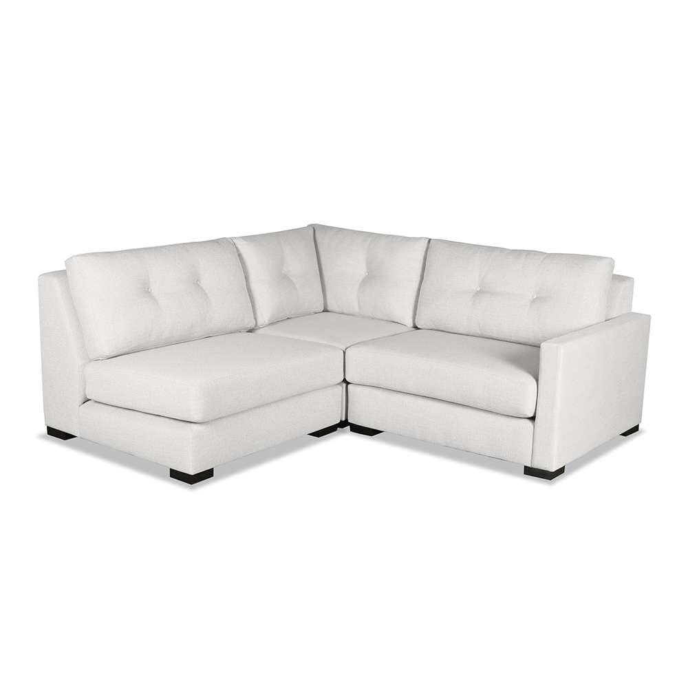 Nativa Interiors - Chester Buttoned Modular L-Shaped Sectional Mini Right Arm Facing 90in Off White - SEC-CHST-BTN-DP-AR4-3PC-WHITE veiw 1