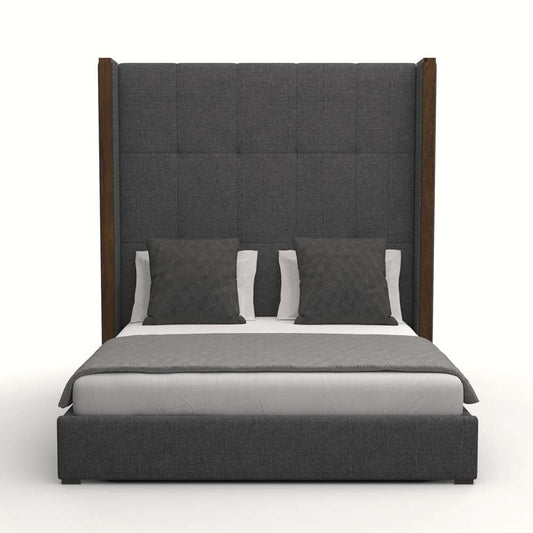 Nativa Interiors - Irenne Box Tufted Upholstered High California King Charcoal Bed - BED-IRENNE-BOX-HI-CA-PF-CHARCOAL veiw 1