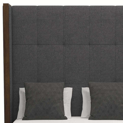 Nativa Interiors - Irenne Button Tufted Upholstered High California King Charcoal Bed - BED-IRENNE-BTN-HI-CA-PF-CHARCOAL veiw 3