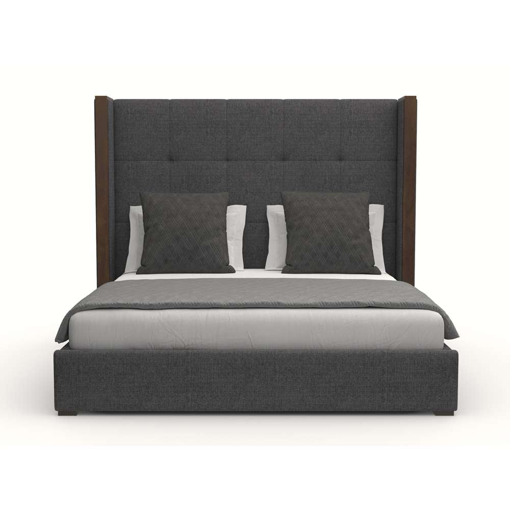 Nativa Interiors - Irenne Button Tufted Upholstered Medium King Charcoal Bed - BED-IRENNE-BTN-MID-KN-PF-CHARCOAL veiw 1