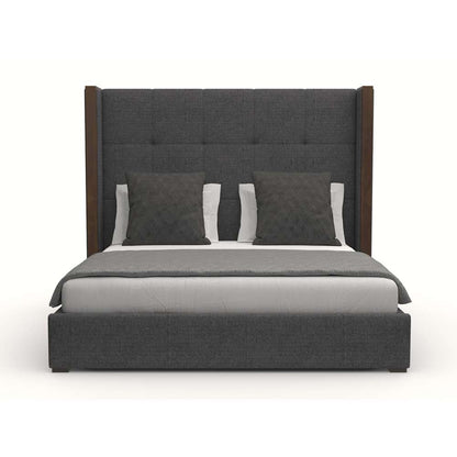 Nativa Interiors - Irenne Button Tufted Upholstered Medium King Charcoal Bed - BED-IRENNE-BTN-MID-KN-PF-CHARCOAL veiw 1