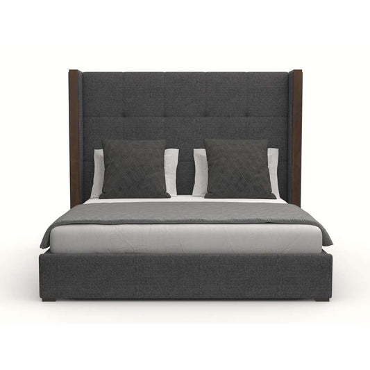 Nativa Interiors - Irenne Button Tufted Upholstered Medium King Charcoal Bed - BED-IRENNE-BTN-MID-KN-PF-CHARCOAL veiw 1