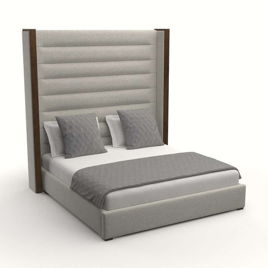 Nativa Interiors - Irenne Horizontal Channel Tufted Upholstered High Height California King Grey Bed - BED-IRENNE-HC-HI-CA-PF-GREY veiw 2