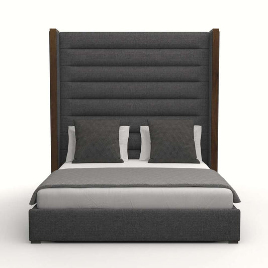 Nativa Interiors - Irenne Horizontal Channel Tufted Upholstered High King Charcoal Bed - BED-IRENNE-HC-HI-KN-PF-CHARCOAL veiw 1