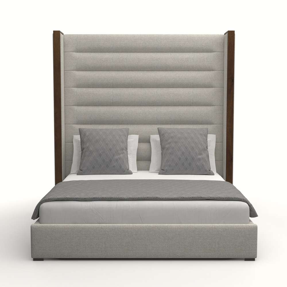 Nativa Interiors - Irenne Horizontal Channel Tufted Upholstered High King Grey Bed - BED-IRENNE-HC-HI-KN-PF-GREY veiw 1
