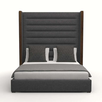 Nativa Interiors - Irenne Horizontal Channel Tufted Upholstered High Queen Charcoal Bed - BED-IRENNE-HC-HI-QN-PF-CHARCOAL veiw 1