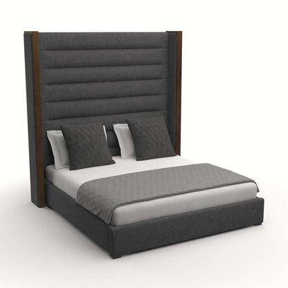 Nativa Interiors - Irenne Horizontal Channel Tufted Upholstered High Queen Charcoal Bed - BED-IRENNE-HC-HI-QN-PF-CHARCOAL veiw 2