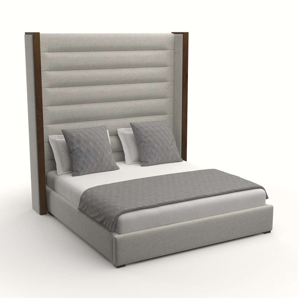 Nativa Interiors - Irenne Horizontal Channel Tufted Upholstered High Queen Grey Bed - BED-IRENNE-HC-HI-QN-PF-GREY veiw 2