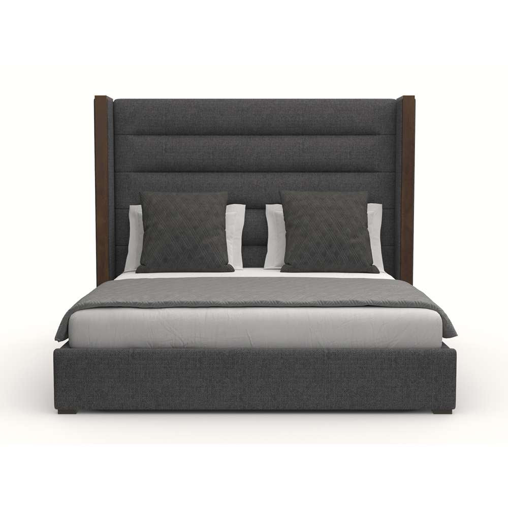 Nativa Interiors - Irenne Horizontal Channel Tufted Upholstered Medium Queen Charcoal Bed - BED-IRENNE-HC-MID-QN-PF-CHARCOAL veiw 1