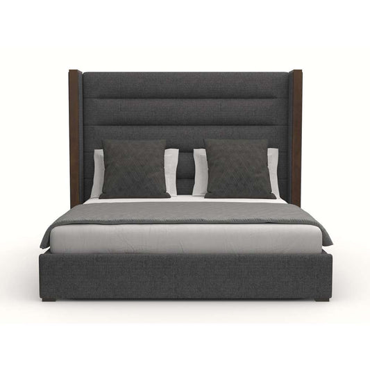 Nativa Interiors - Irenne Horizontal Channel Tufted Upholstered Medium Queen Charcoal Bed - BED-IRENNE-HC-MID-QN-PF-CHARCOAL veiw 1