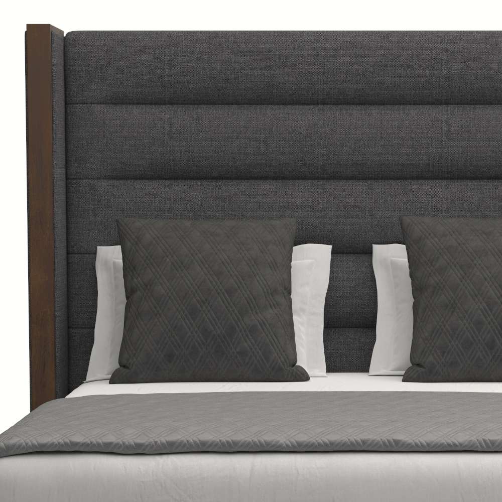 Nativa Interiors - Irenne Horizontal Channel Tufted Upholstered Medium Queen Charcoal Bed - BED-IRENNE-HC-MID-QN-PF-CHARCOAL veiw 3