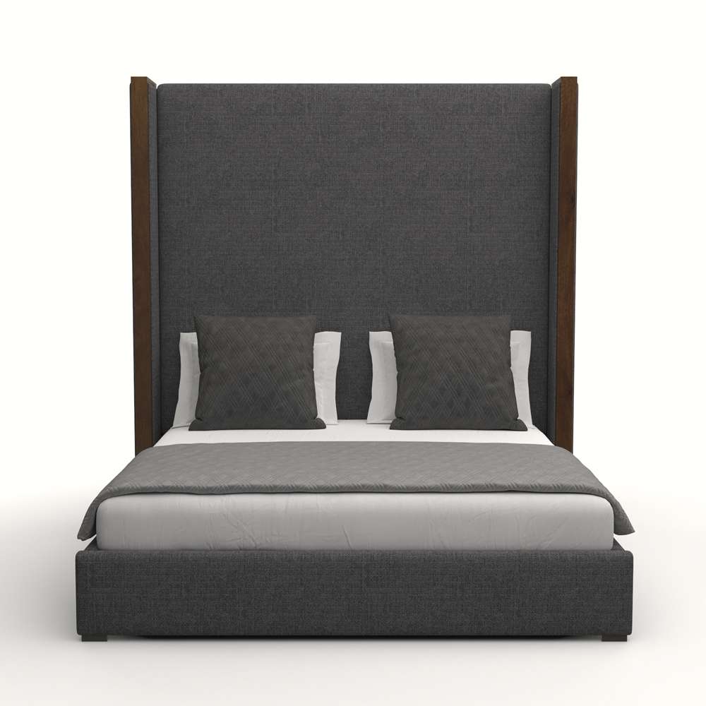 Nativa Interiors - Irenne Plain Upholstered High California King Charcoal Bed - BED-IRENNE-PL-HI-CA-PF-CHARCOAL veiw 1