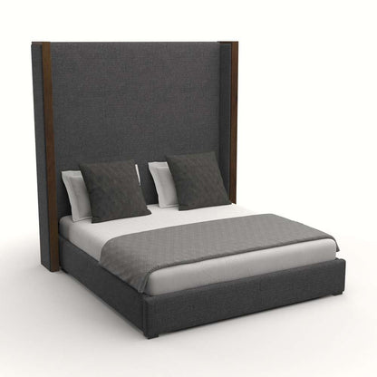 Nativa Interiors - Irenne Plain Upholstered High California King Charcoal Bed - BED-IRENNE-PL-HI-CA-PF-CHARCOAL veiw 2