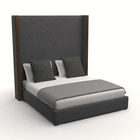 Nativa Interiors - Irenne Plain Upholstered High King Charcoal Bed - BED-IRENNE-PL-HI-KN-PF-CHARCOAL veiw 2