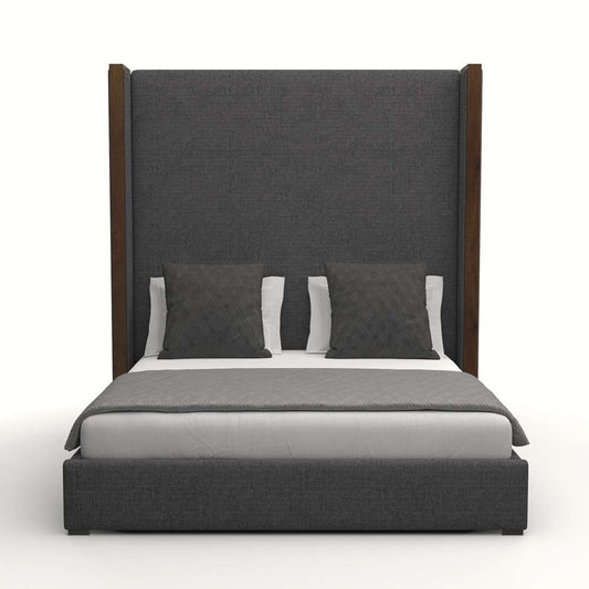 Nativa Interiors - Irenne Plain Upholstered High Queen Charcoal Bed - BED-IRENNE-PL-HI-QN-PF-CHARCOAL veiw 1