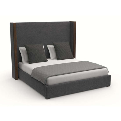 Nativa Interiors - Irenne Plain Upholstered Medium King Charcoal Bed - BED-IRENNE-PL-MID-KN-PF-CHARCOAL veiw 2
