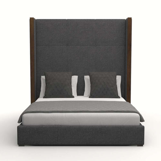 Nativa Interiors - Irenne Simple Tufted Upholstered High King Charcoal Bed - BED-IRENNE-ST-HI-KN-PF-CHARCOAL veiw 1