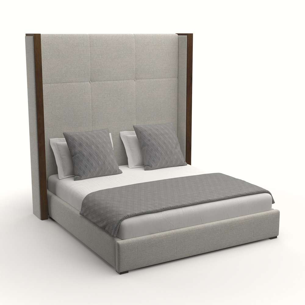 Nativa Interiors - Irenne Simple Tufted Upholstered High King Grey Bed - BED-IRENNE-ST-HI-KN-PF-GREY veiw 2