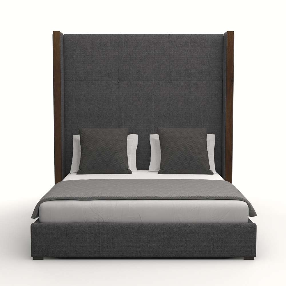 Nativa Interiors - Irenne Simple Tufted Upholstered High Queen Charcoal Bed - BED-IRENNE-ST-HI-QN-PF-CHARCOAL veiw 1