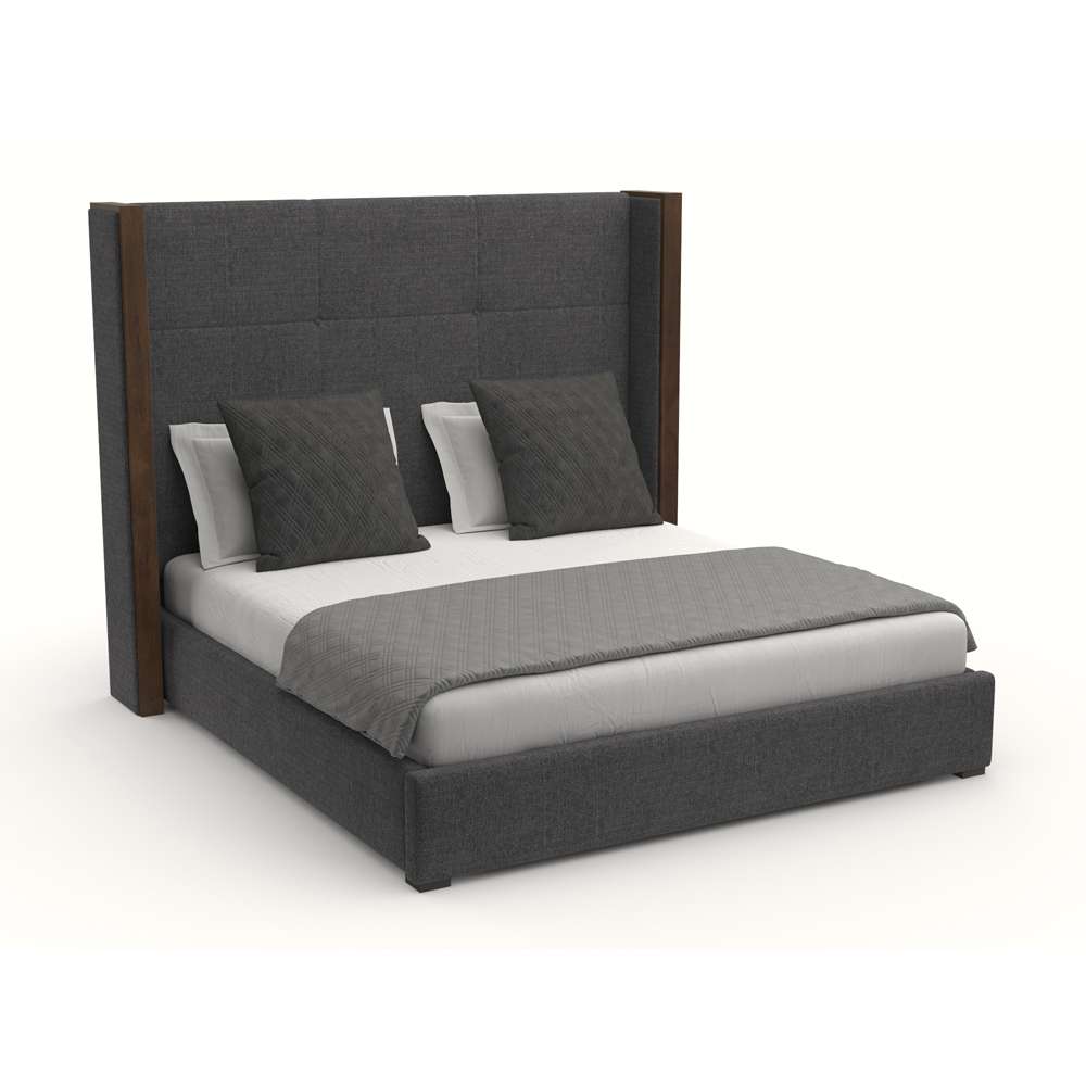 Nativa Interiors - Irenne Simple Tufted Upholstered Medium California King Charcoal Bed - BED-IRENNE-ST-MID-CA-PF-CHARCOAL veiw 2