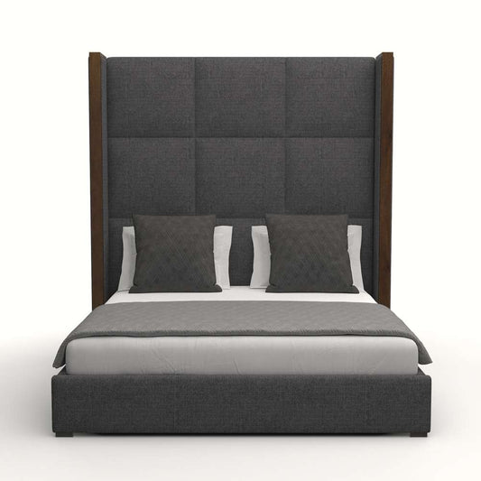 Nativa Interiors - Irenne Square Tufted Upholstered High California King Charcoal Bed - BED-IRENNE-SQ-HI-CA-PF-CHARCOAL veiw 1
