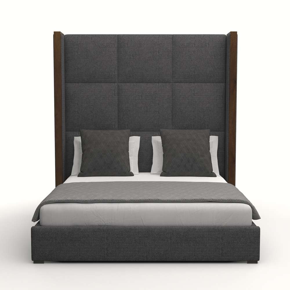 Nativa Interiors - Irenne Square Tufted Upholstered High King Charcoal Bed - BED-IRENNE-SQ-HI-KN-PF-CHARCOAL veiw 1