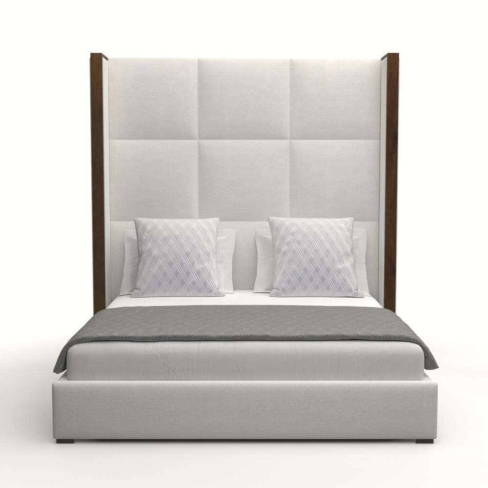 Nativa Interiors - Irenne Square Tufted Upholstered High King Off White Bed - BED-IRENNE-SQ-HI-KN-PF-WHITE veiw 1