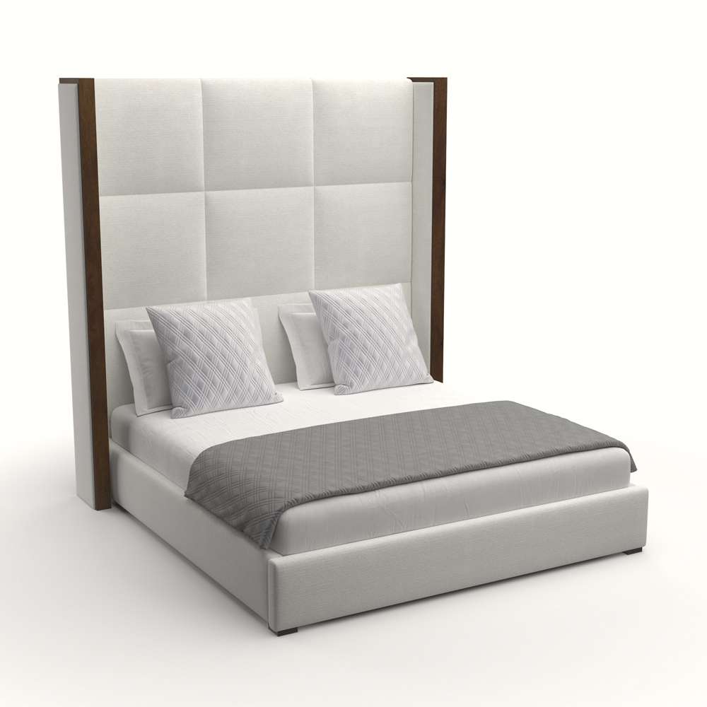Nativa Interiors - Irenne Square Tufted Upholstered High King Off White Bed - BED-IRENNE-SQ-HI-KN-PF-WHITE veiw 2